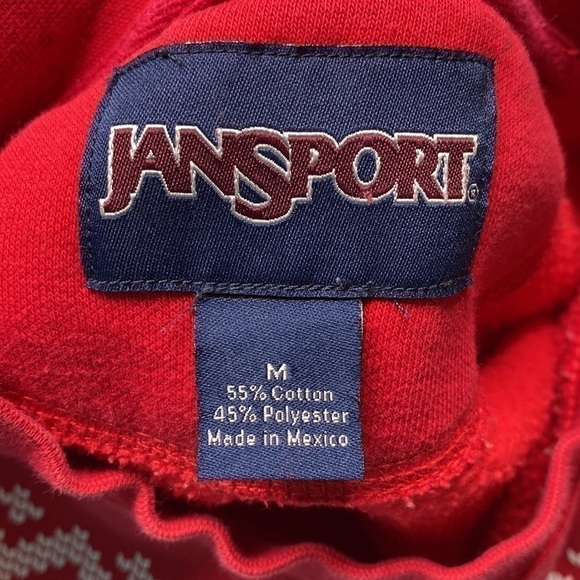 Jansport Wisconsin Deer Red Crewneck Sweatshirt Size Medium - Picture 3 of 6
